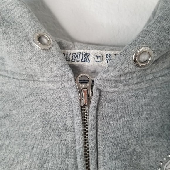 Pink Victoria’s Secret Gray White Sox Baseball Full Zip Hoodie Large - Picture 10 of 14